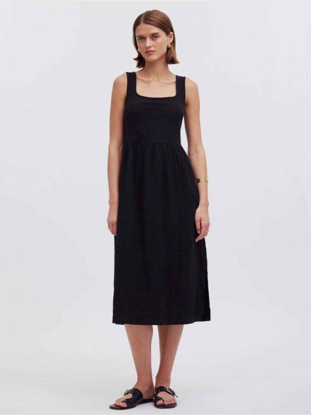Madewell Knit /Gauze Tank Midi Dress - Black